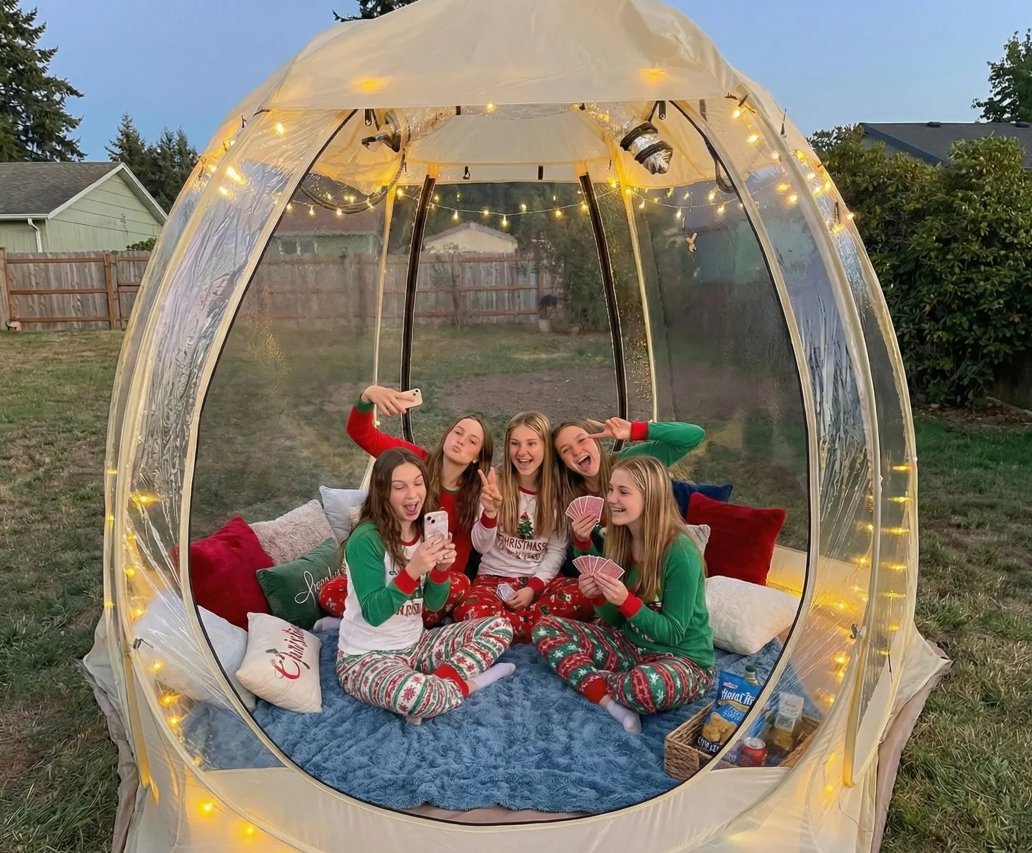 Clear 10x10 bubble rental in Newport Oregon for birthday parties and cozy celebrations